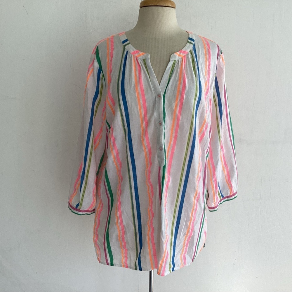 Talbots Plus Soft Lightweight Cotton Sherbet Stri… - image 2